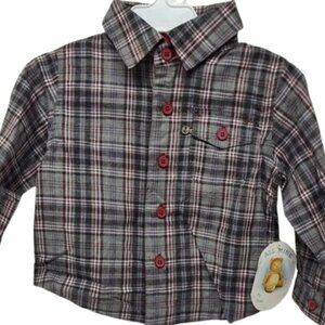 All Mine 18 Month Long-sleeved Holiday Bear Grey Flannel 100% Cotton NWT